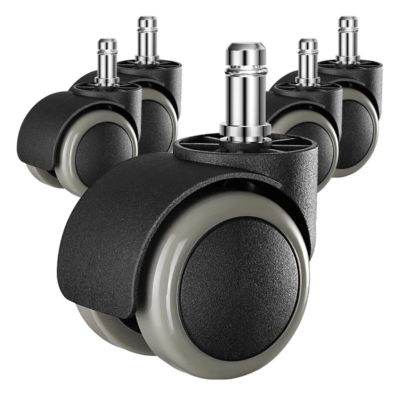 YIOVVOM 2 Inch Rollerblade Wheels for Office Chairs Replacement, 5PCS Mute Heavy Duty Rubber Rotating Computer Desk Chair Caster, Safe for Wood Floors Carpet, Universal Standard Stem Size Fits 99% - Image 1